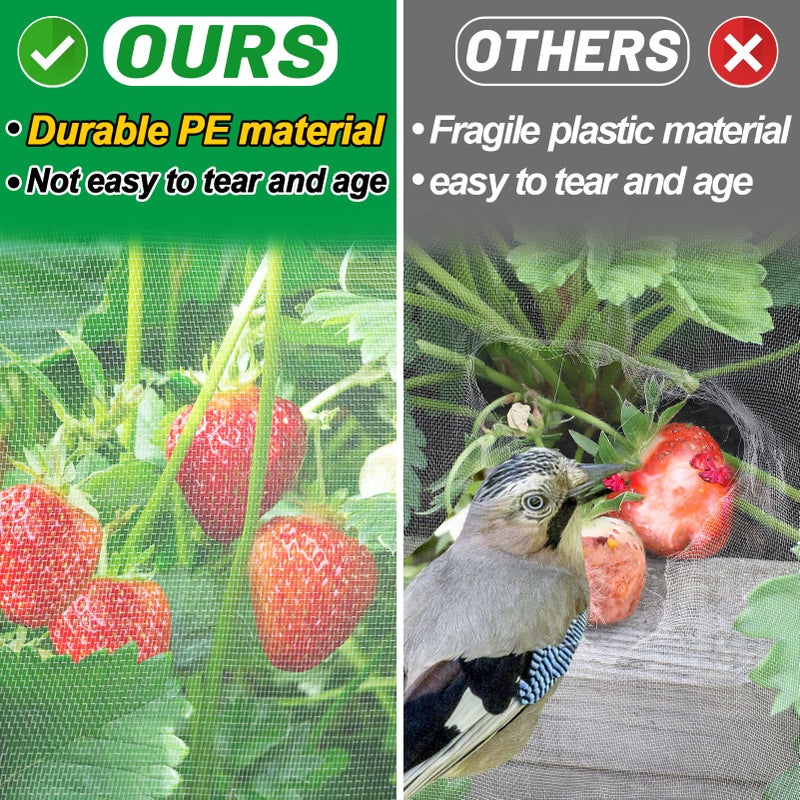 Alphatool 2 Pack 6.5x10ft Garden Netting - Ultra Fine Mesh Plant Covers to Keep Small Animals Pest Out, Bird Barrier Screen for Protecting Vegetables Fruits Flowers Raised Beds (Without Support Pole) - Image 4